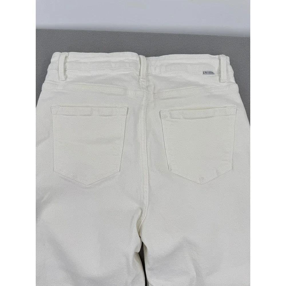 Risen Jeans High Rise Wide Leg Cropped Raw Hem Jeans Womens 13/31 (30x25) White